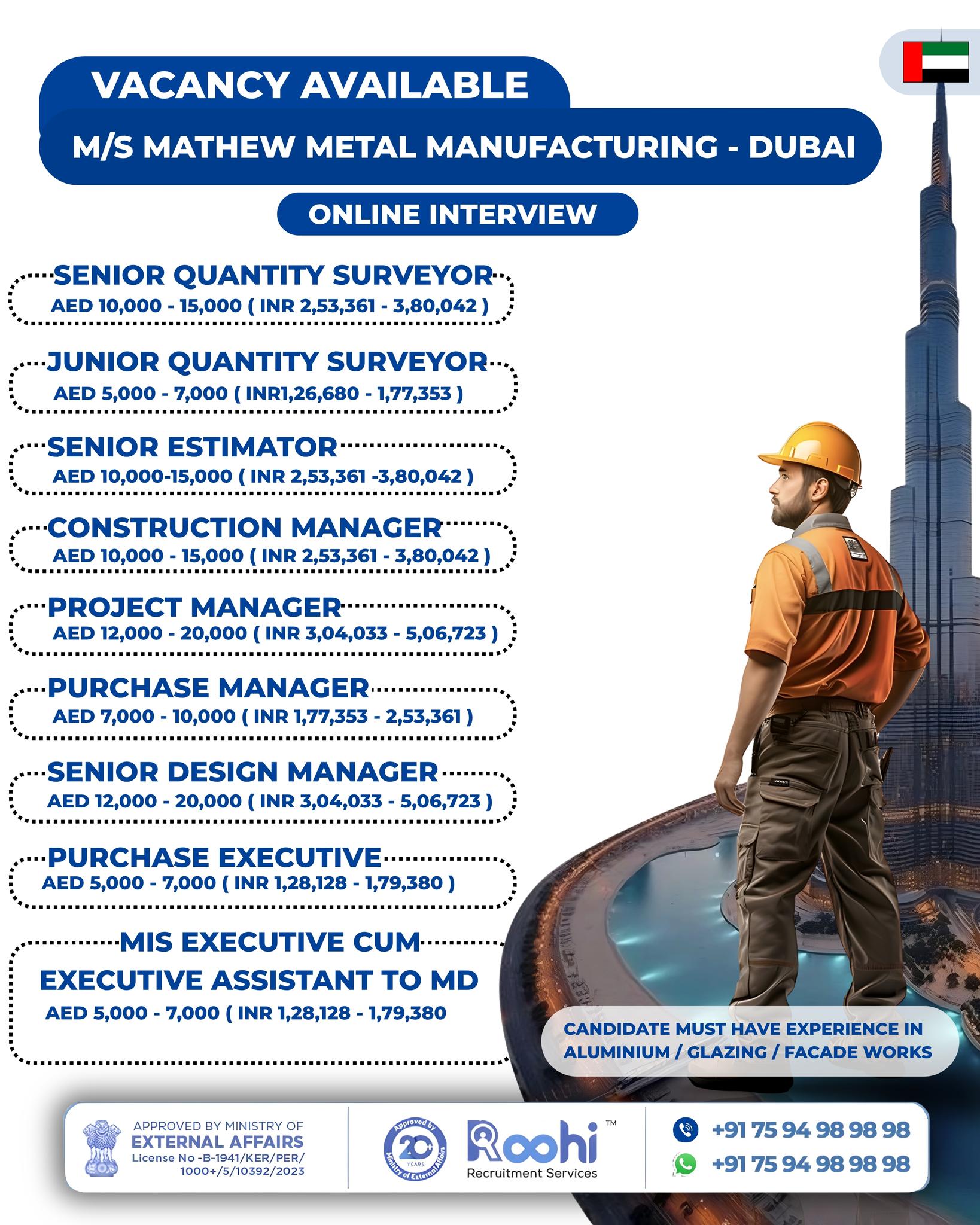 Urgent Hiring for Dubai