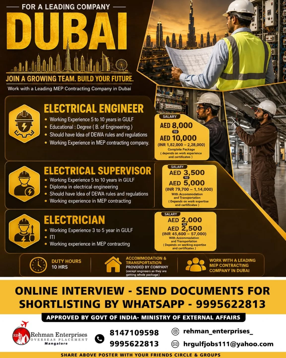 Urgent Hiring for Dubai