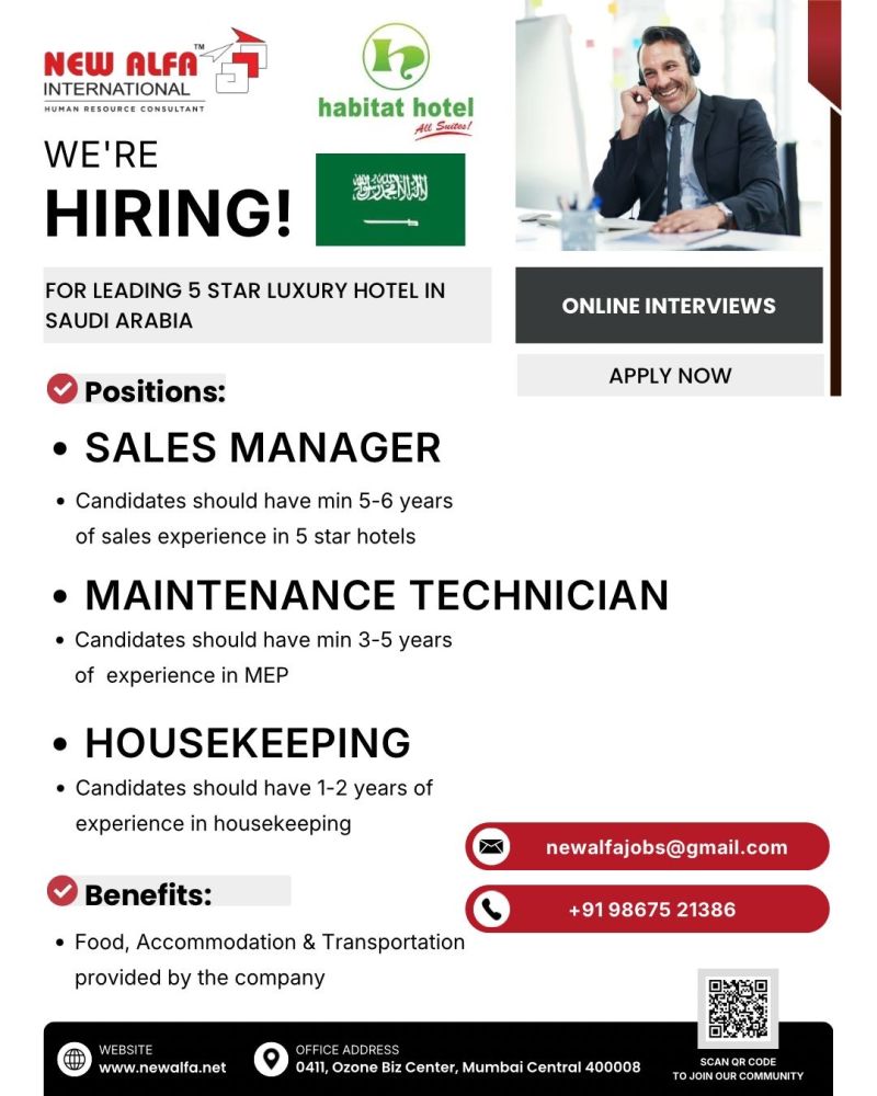 Urgent Hiring for For Saudi Arabia