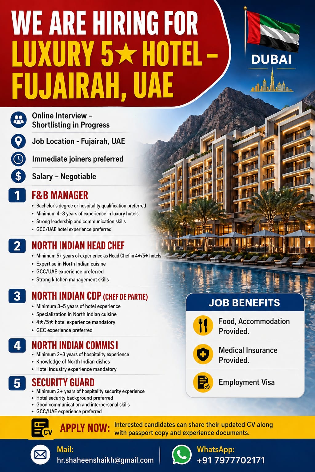 Urgent Hiring For Fujairah