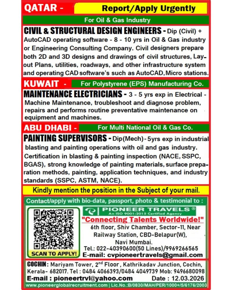 Urgent Hiring for Gulf