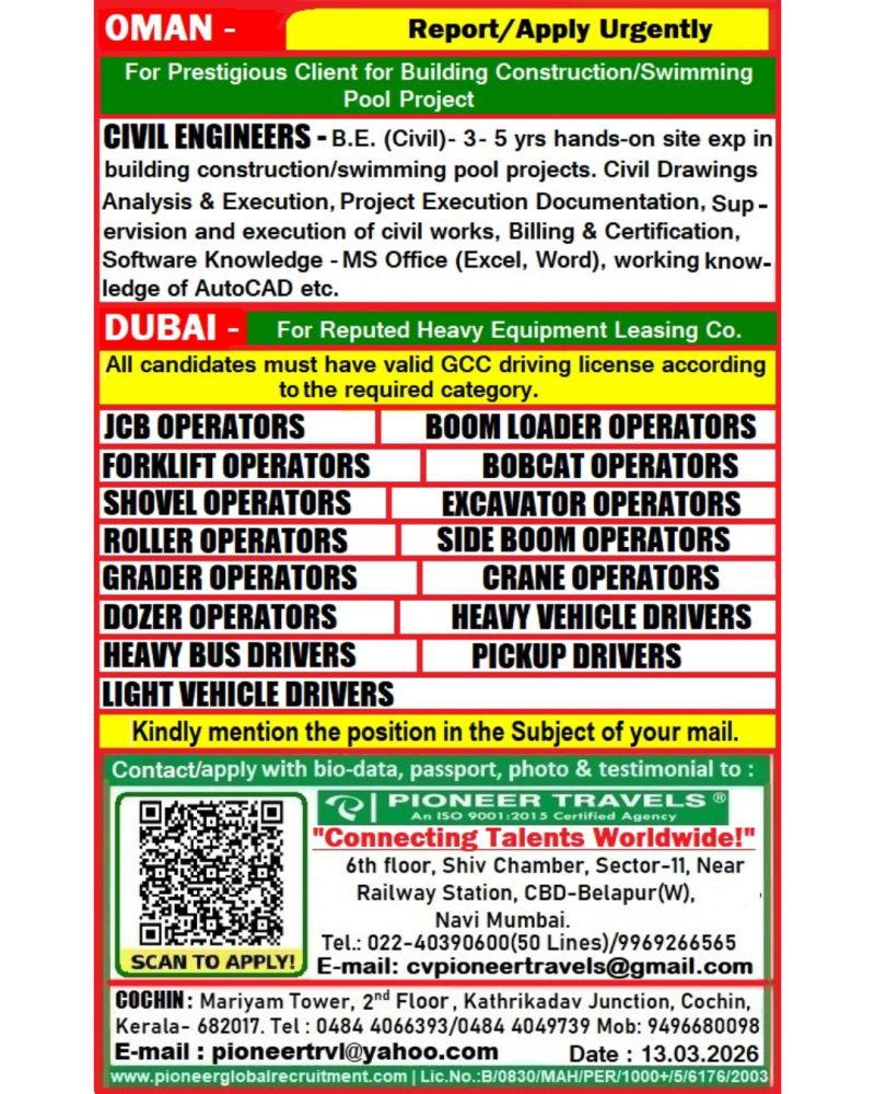 Urgent Hiring for Gulf