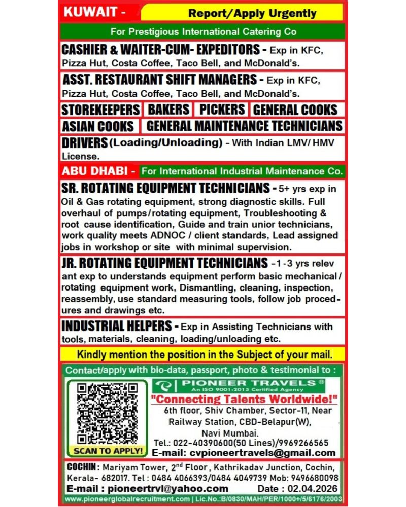 Urgent Hiring for Gulf