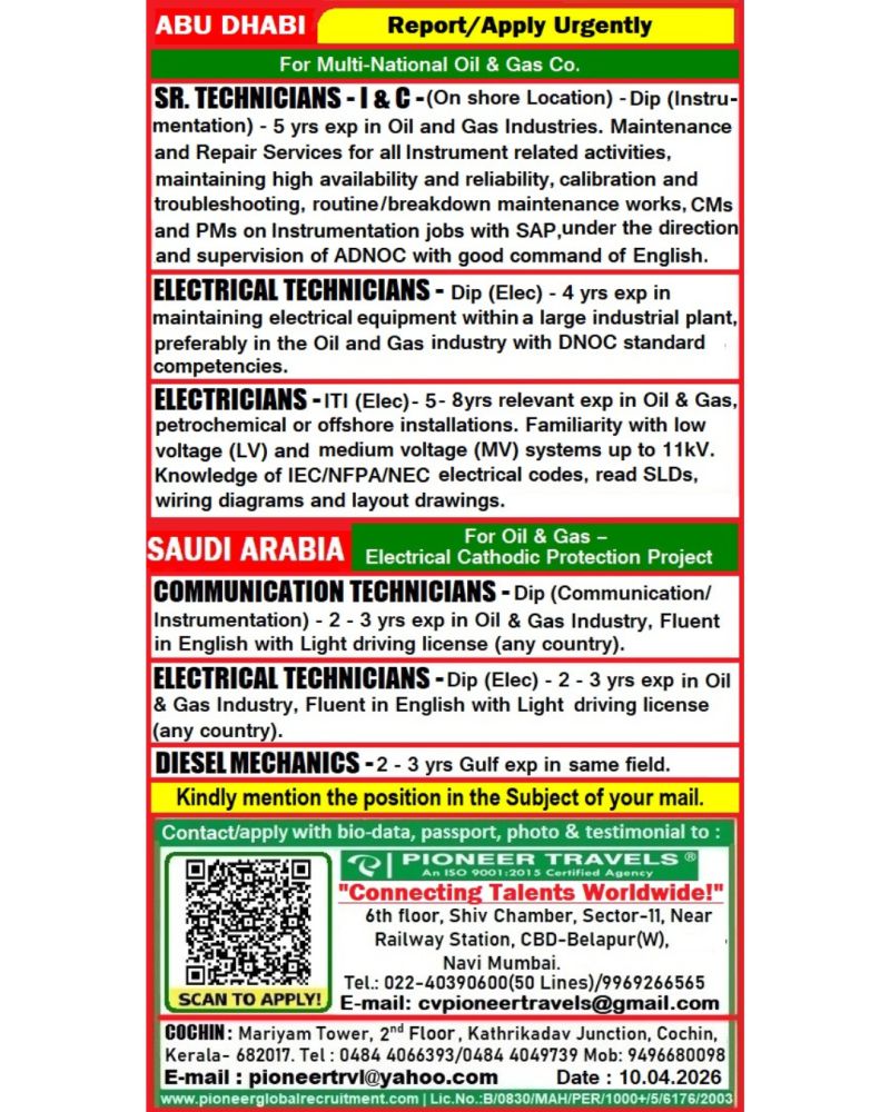 Urgent Hiring for Gulf