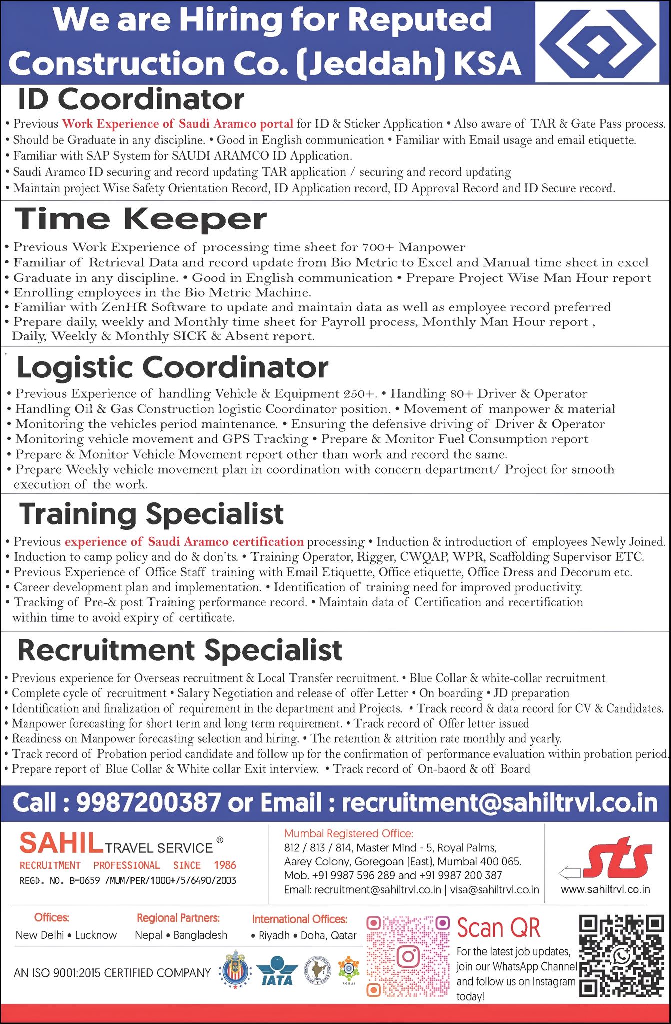 Urgent Hiring for Jeddah