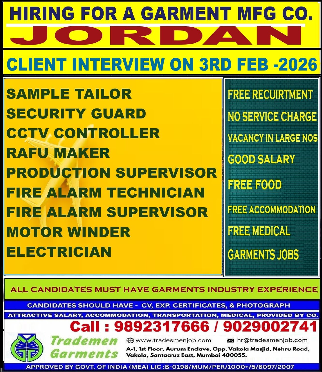 Urgent Hiring for Jordan