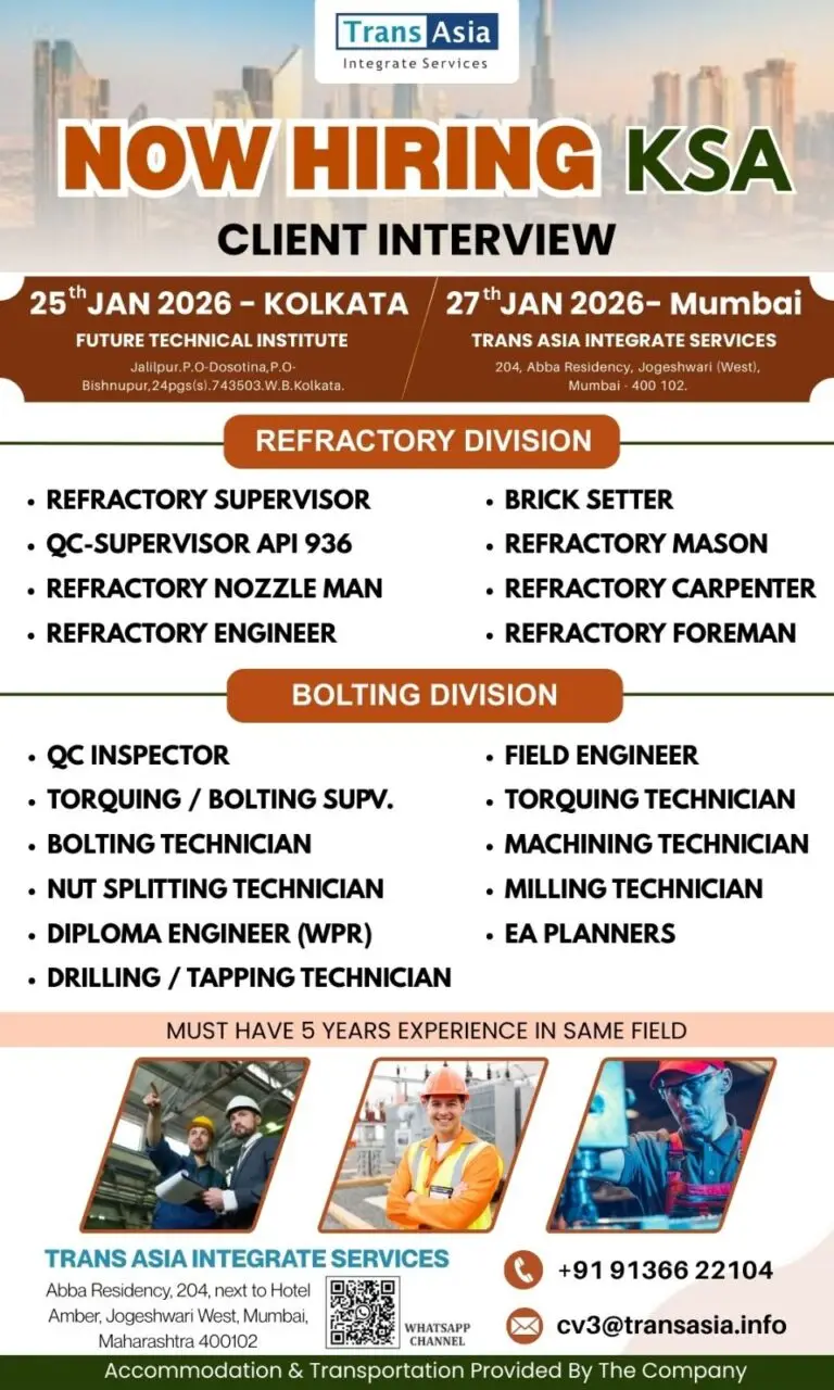 Urgent Hiring for KSA