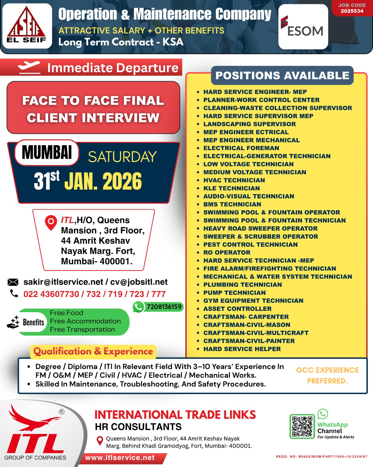 Urgent Hiring for KSA