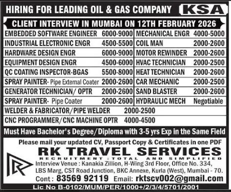 Urgent Hiring for KSA
