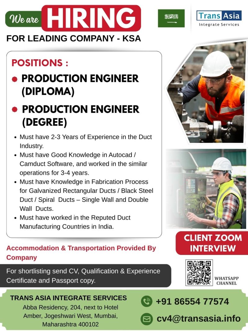 Urgent Hiring for KSA