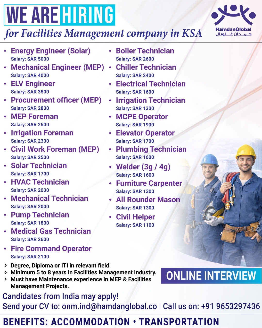 Urgent Hiring for KSA