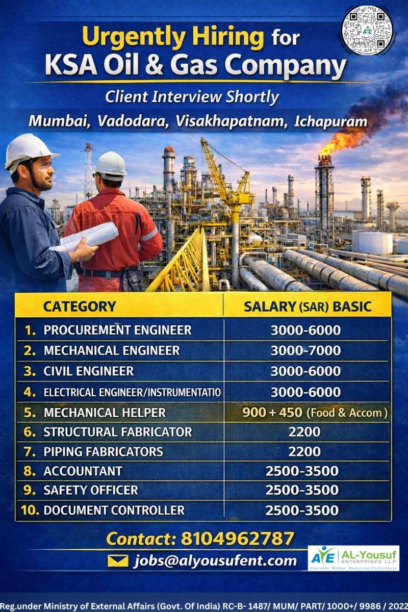 Urgent Hiring for KSA