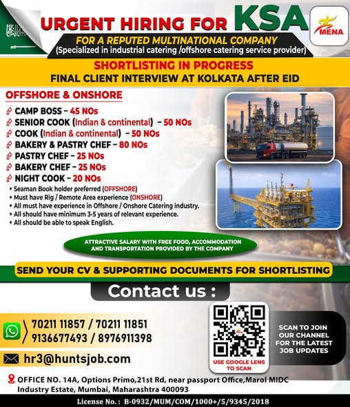 Urgent Hiring for KSA