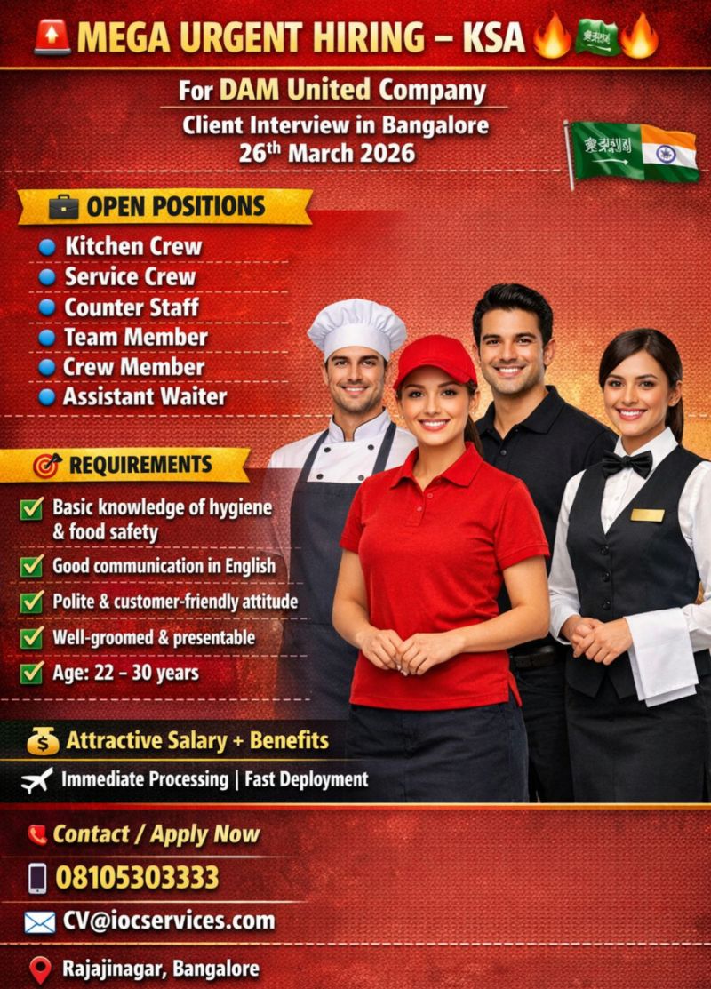 Urgent Hiring for KSA
