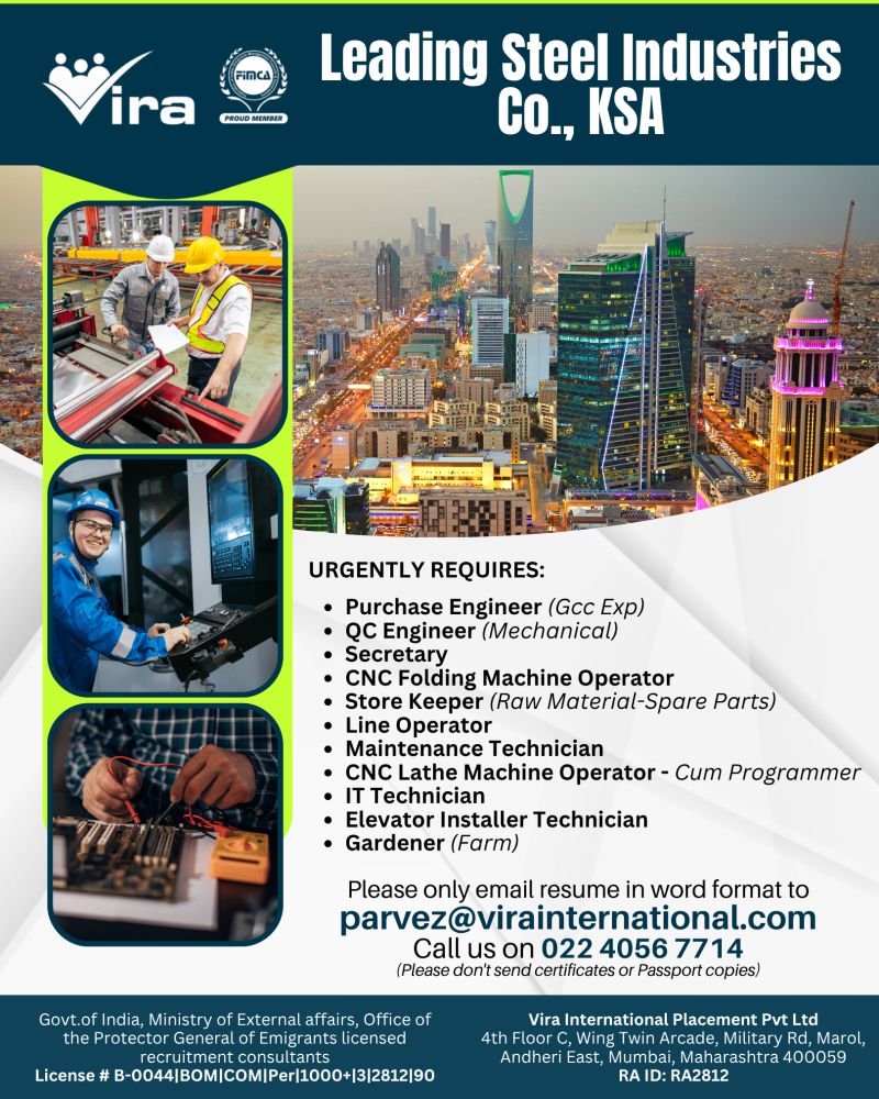 Urgent Hiring for KSA