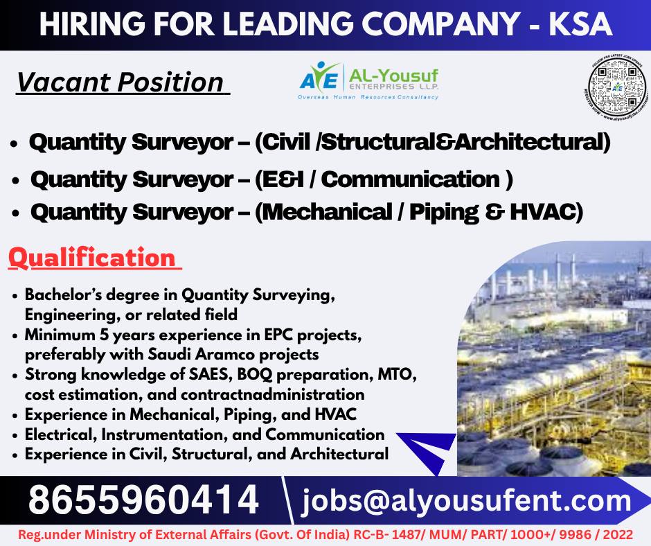 Urgent Hiring for KSA