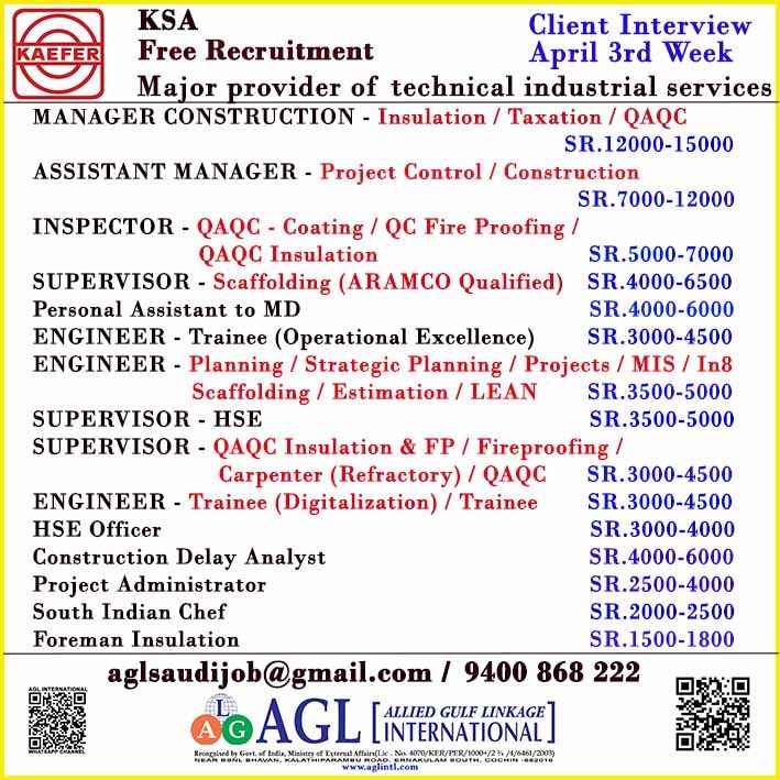 Urgent Hiring for KSA