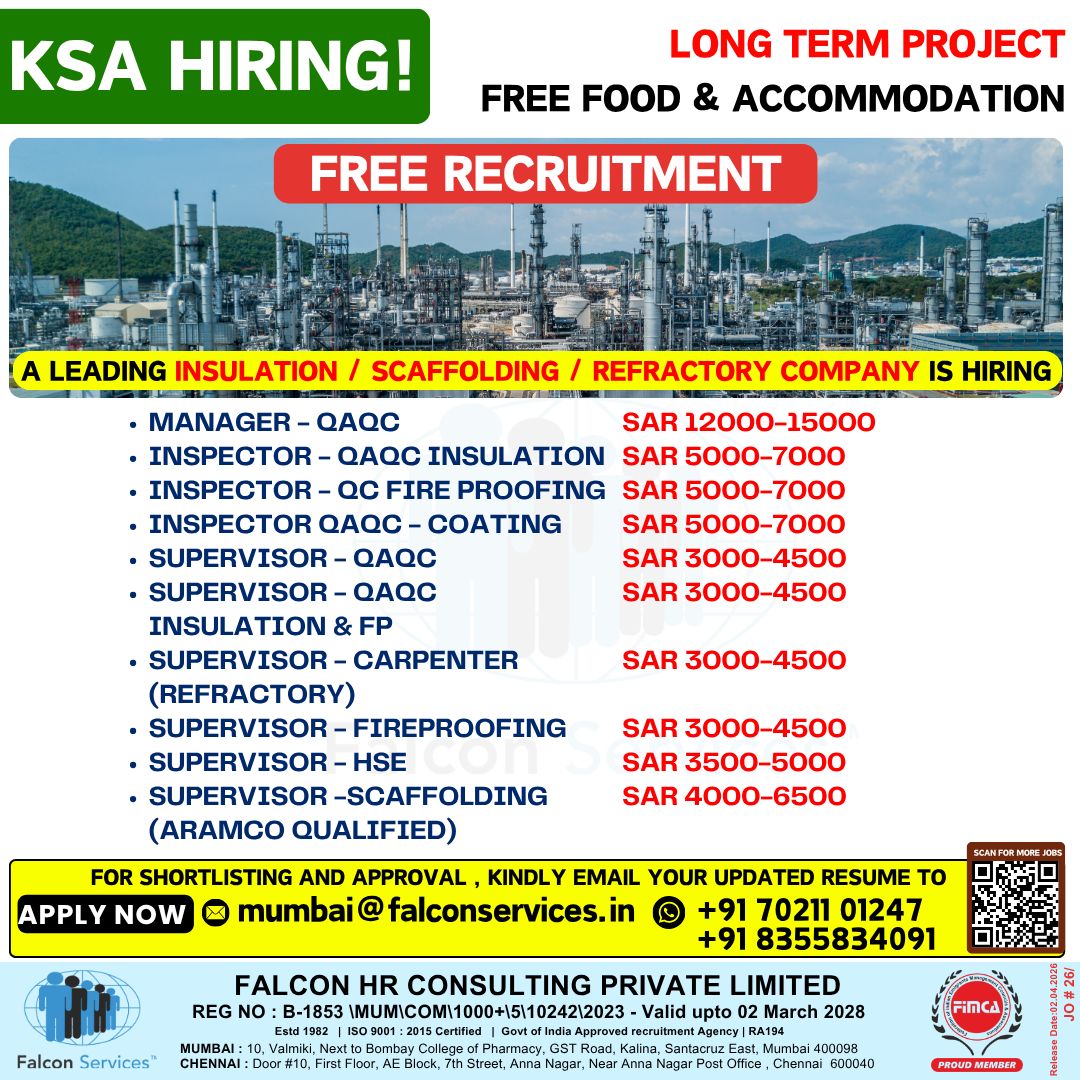 Urgent Hiring for KSA