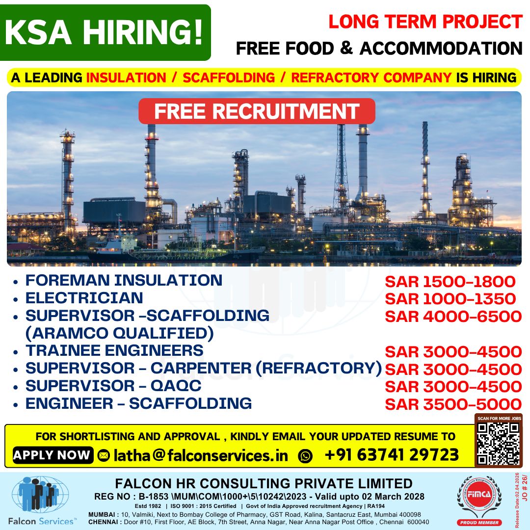 Urgent Hiring For KSA