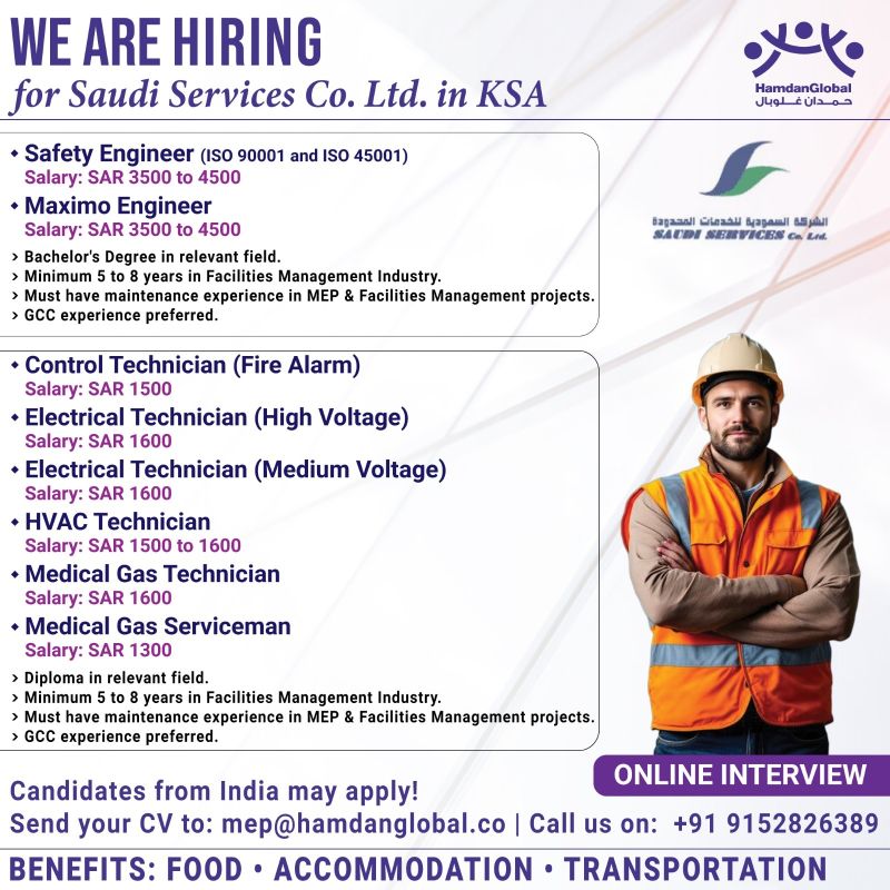 Urgent Hiring for KSA