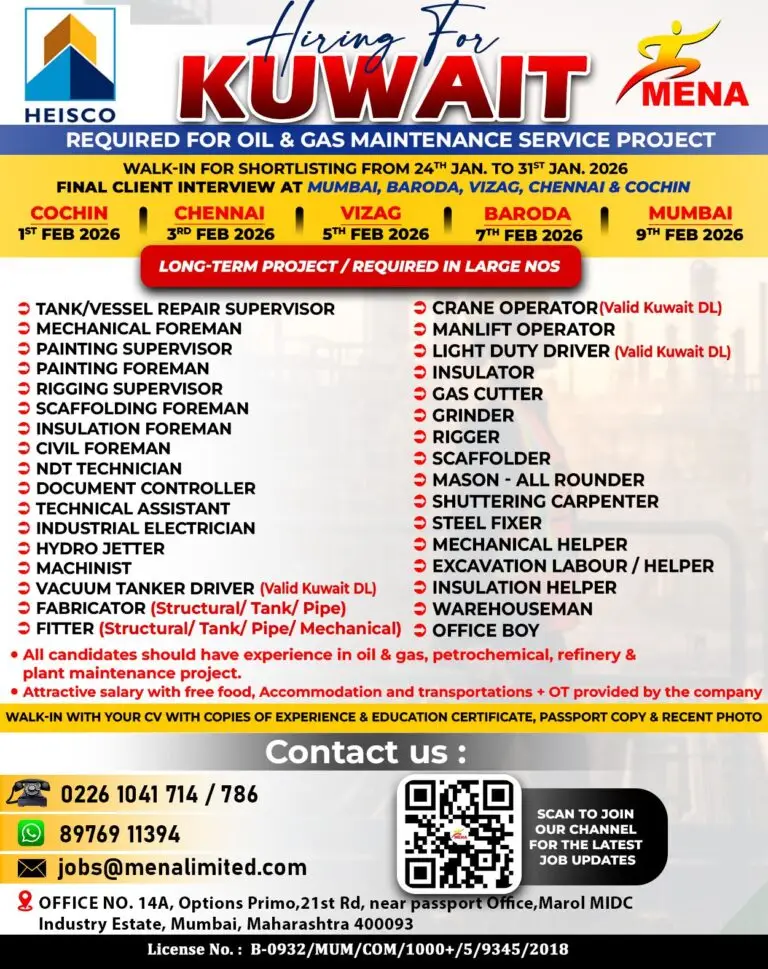 Urgent Hiring for Kuwait