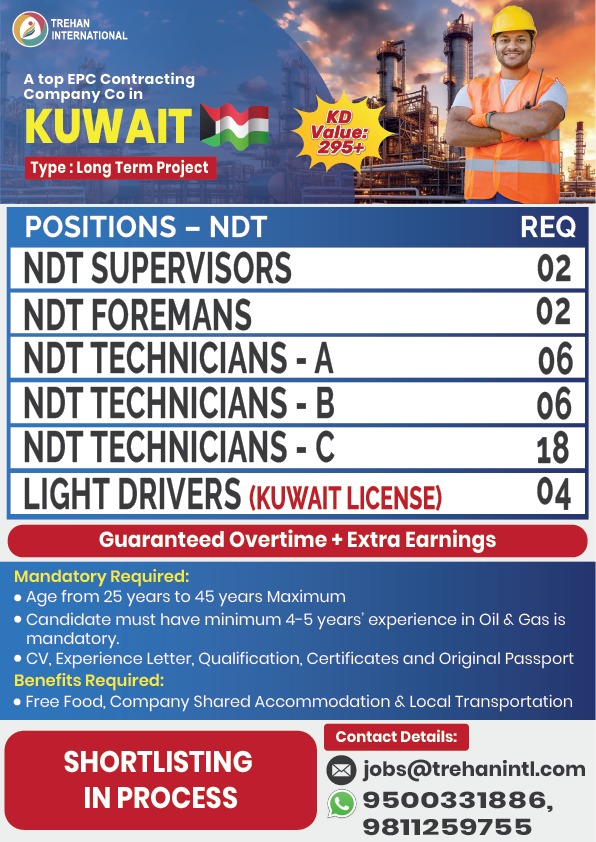 Urgent Hiring for Kuwait