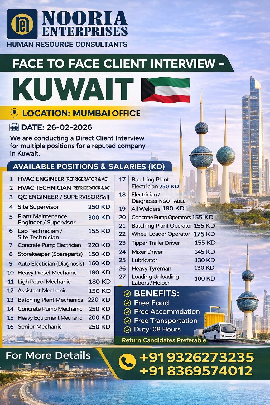 Urgent Hiring for Kuwait
