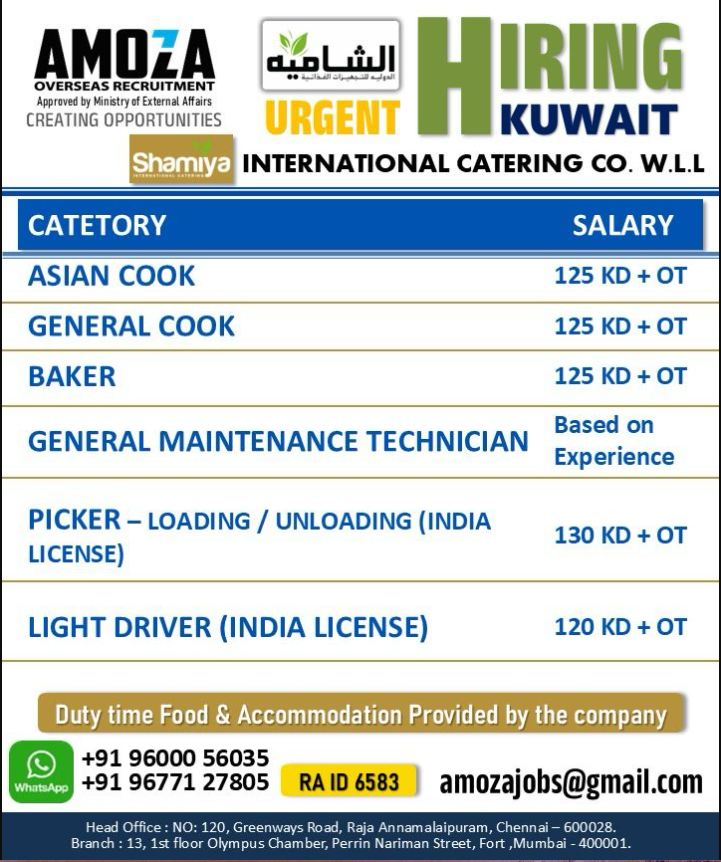 Urgent Hiring for Kuwait