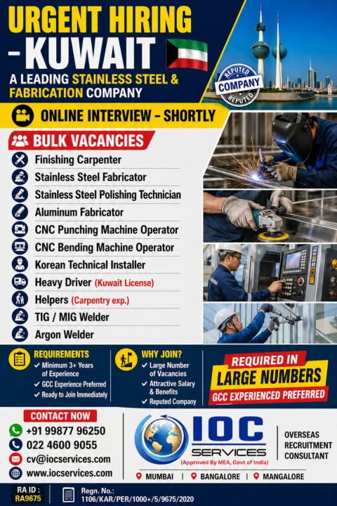 Urgent Hiring for Kuwait