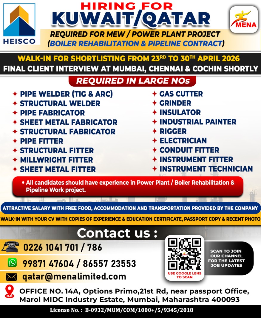 Urgent Hiring for Kuwait/Qatar