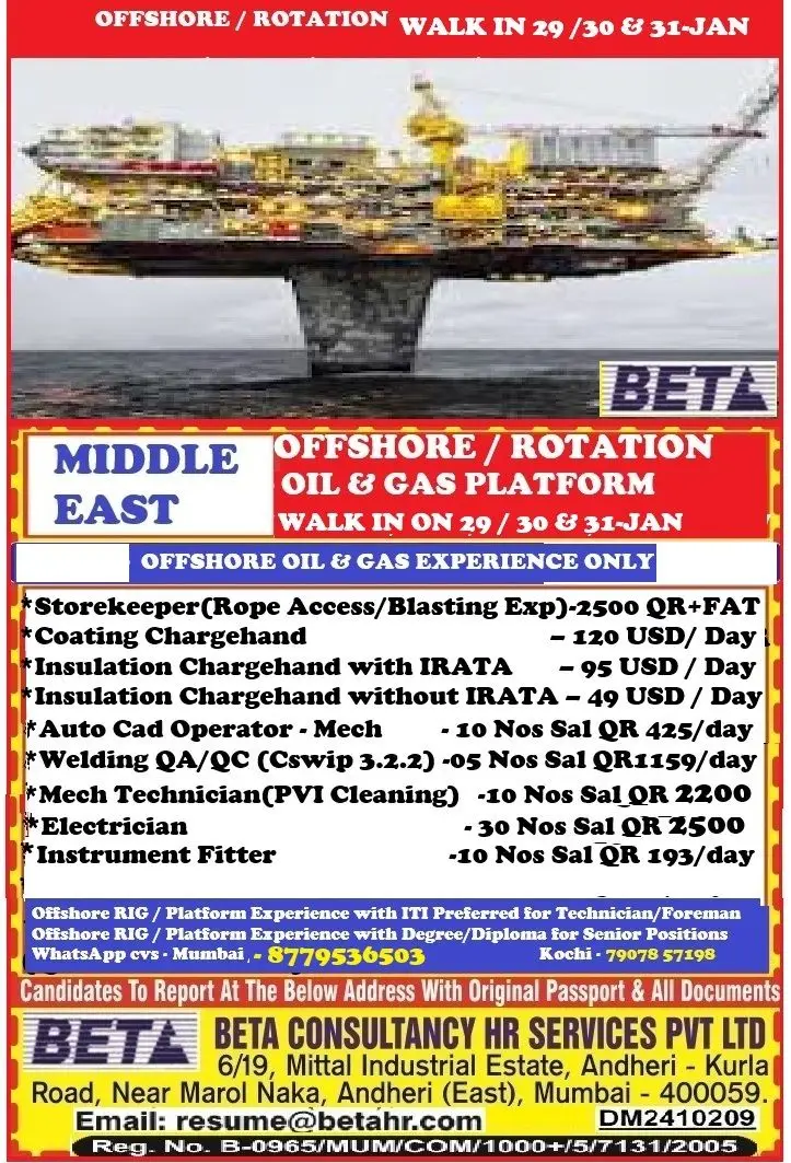 Urgent Hiring for Middle East