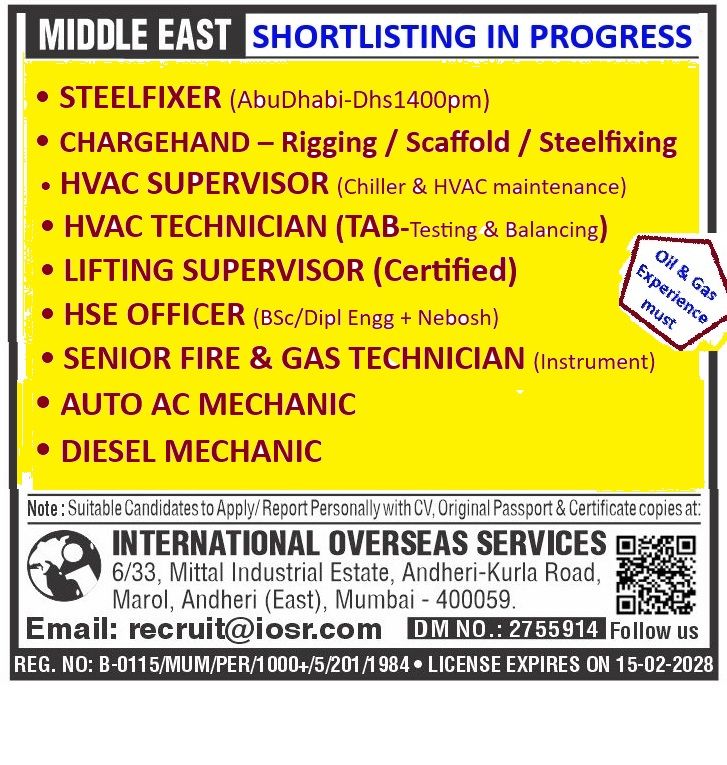 Urgent Hiring for Middle East