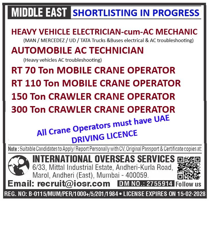Urgent Hiring for Middle East
