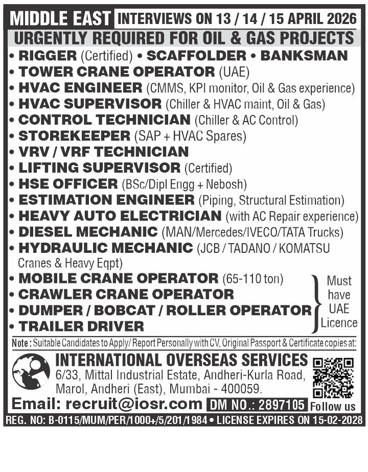 Urgent Hiring for Middle East