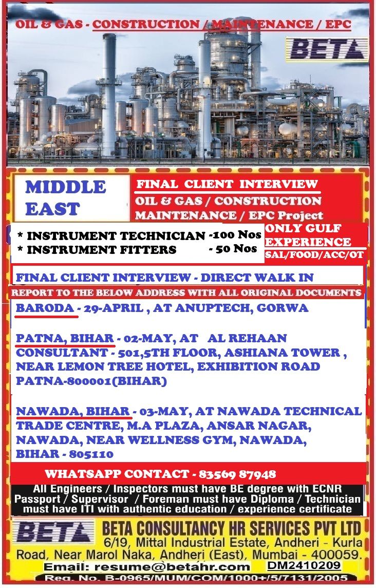 Urgent Hiring for Middle East