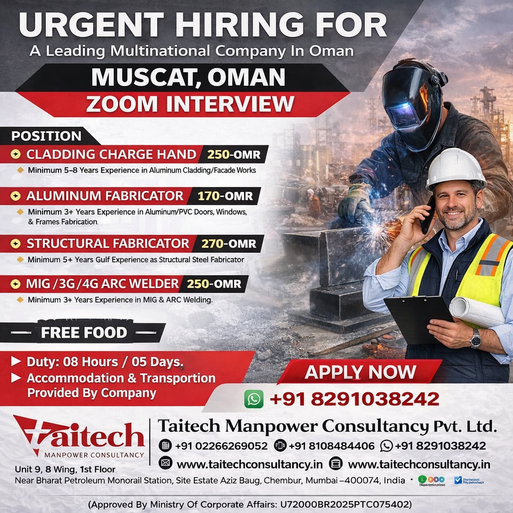 Urgent Hiring for Muscat