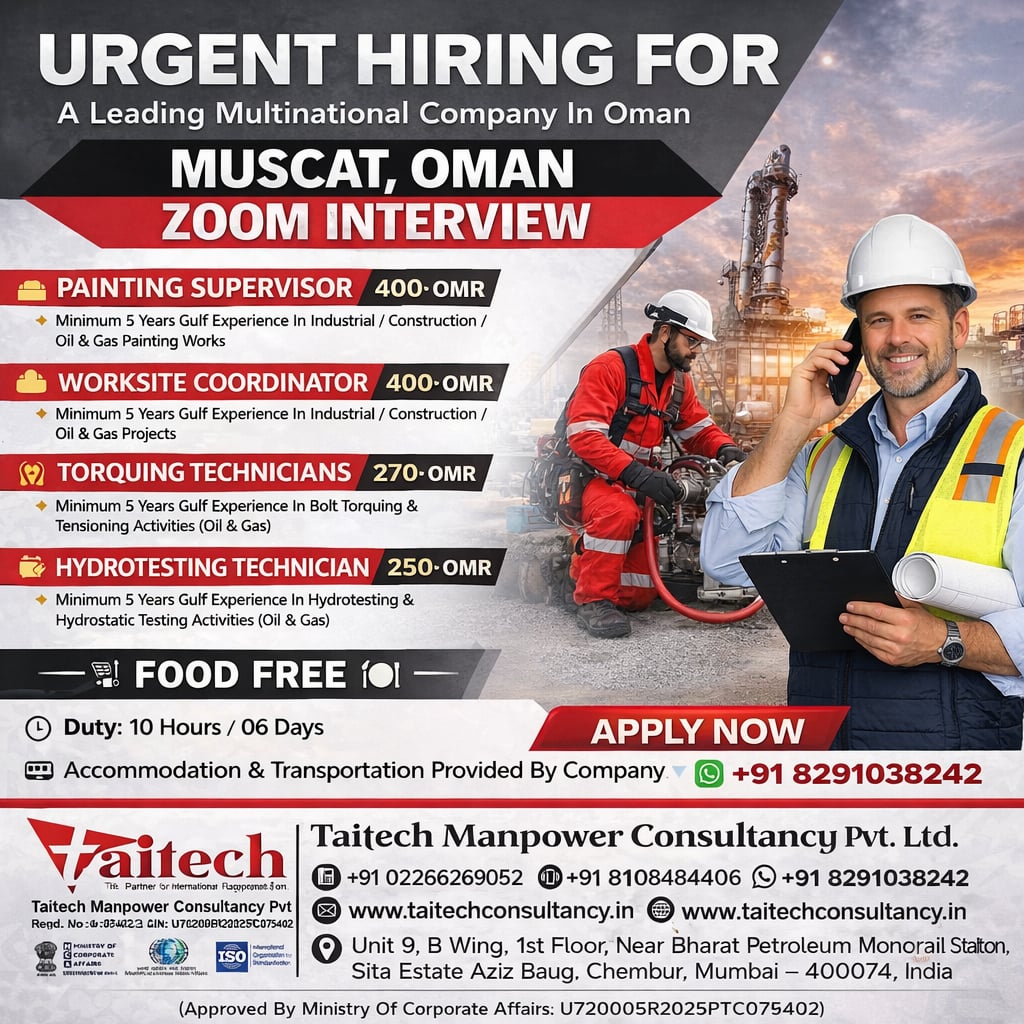 Urgent Hiring for Muscat