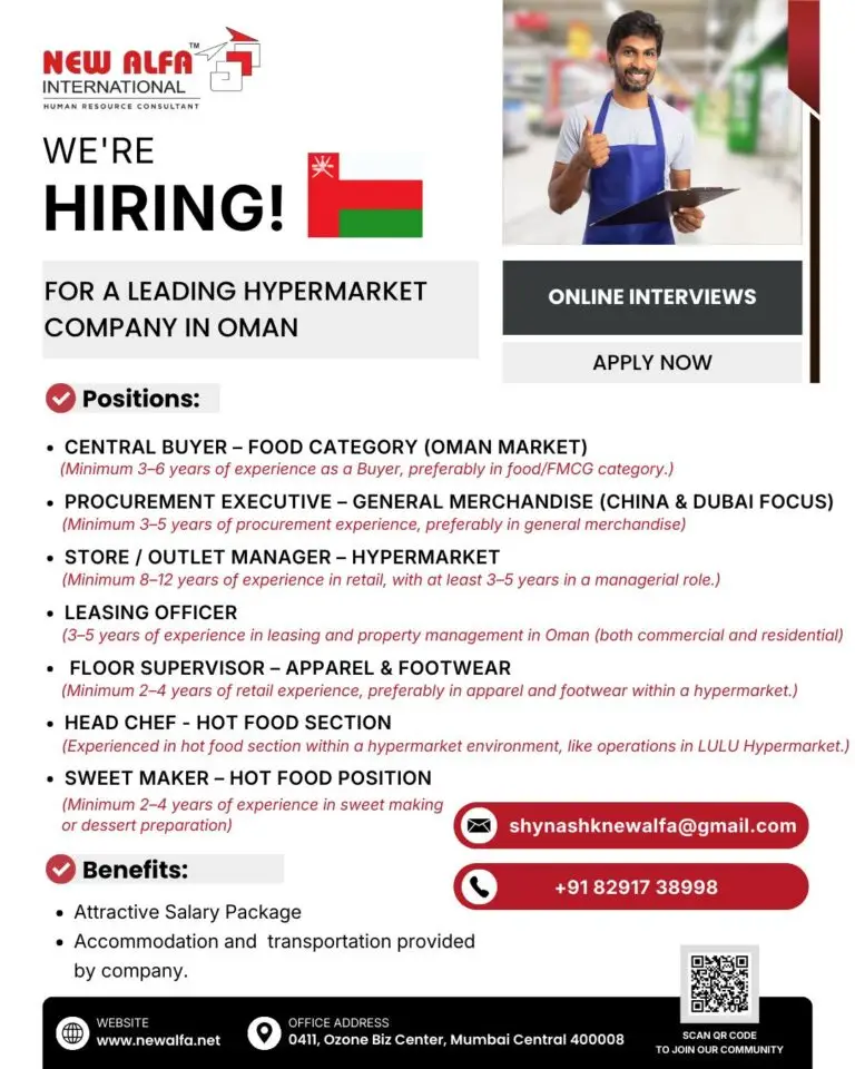 Urgent Hiring for Oman