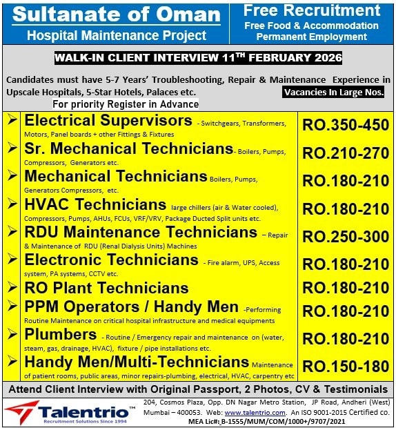 Urgent Hiring for Oman