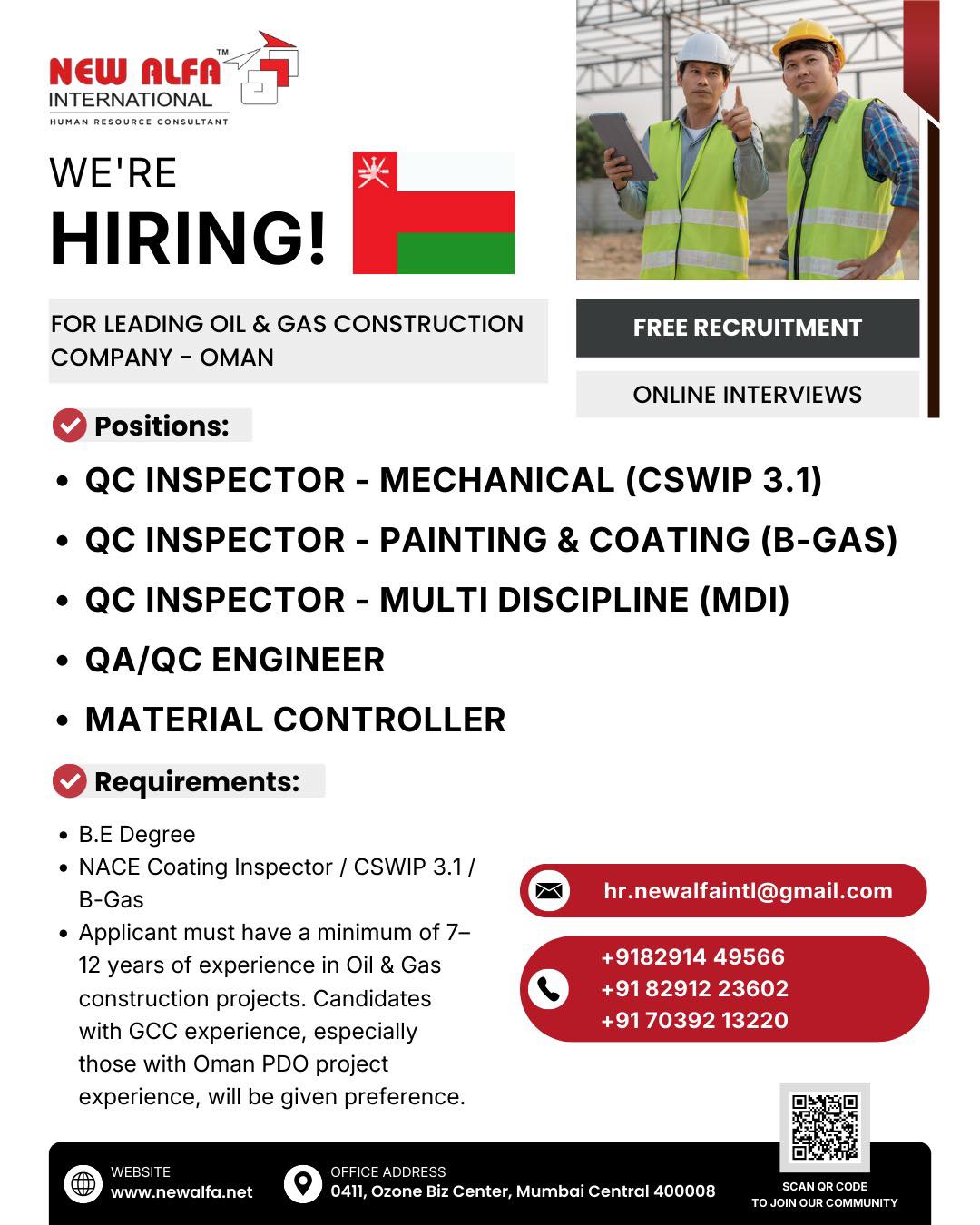 Urgent Hiring for Oman