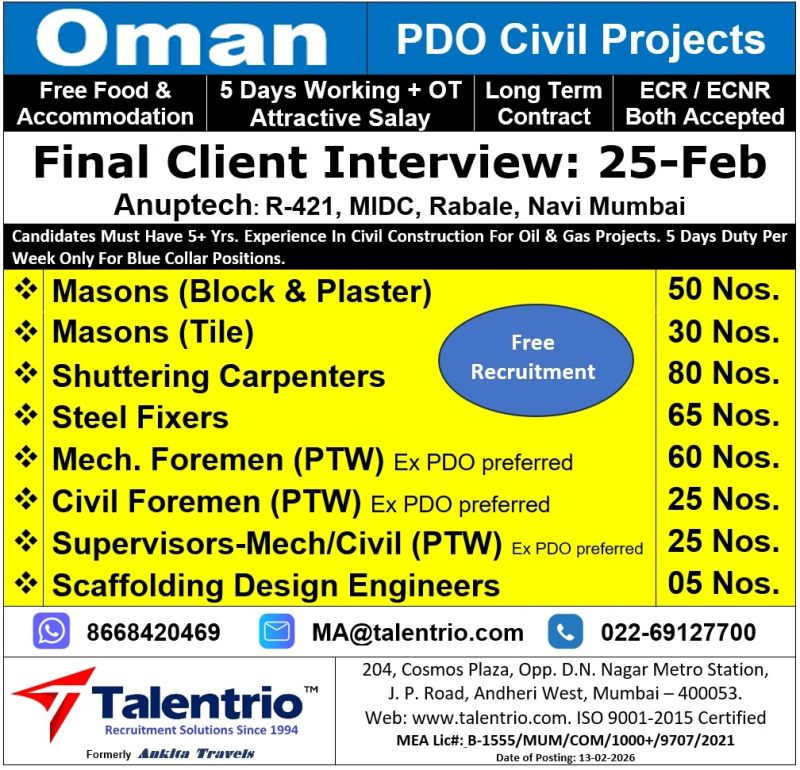 Urgent Hiring for Oman