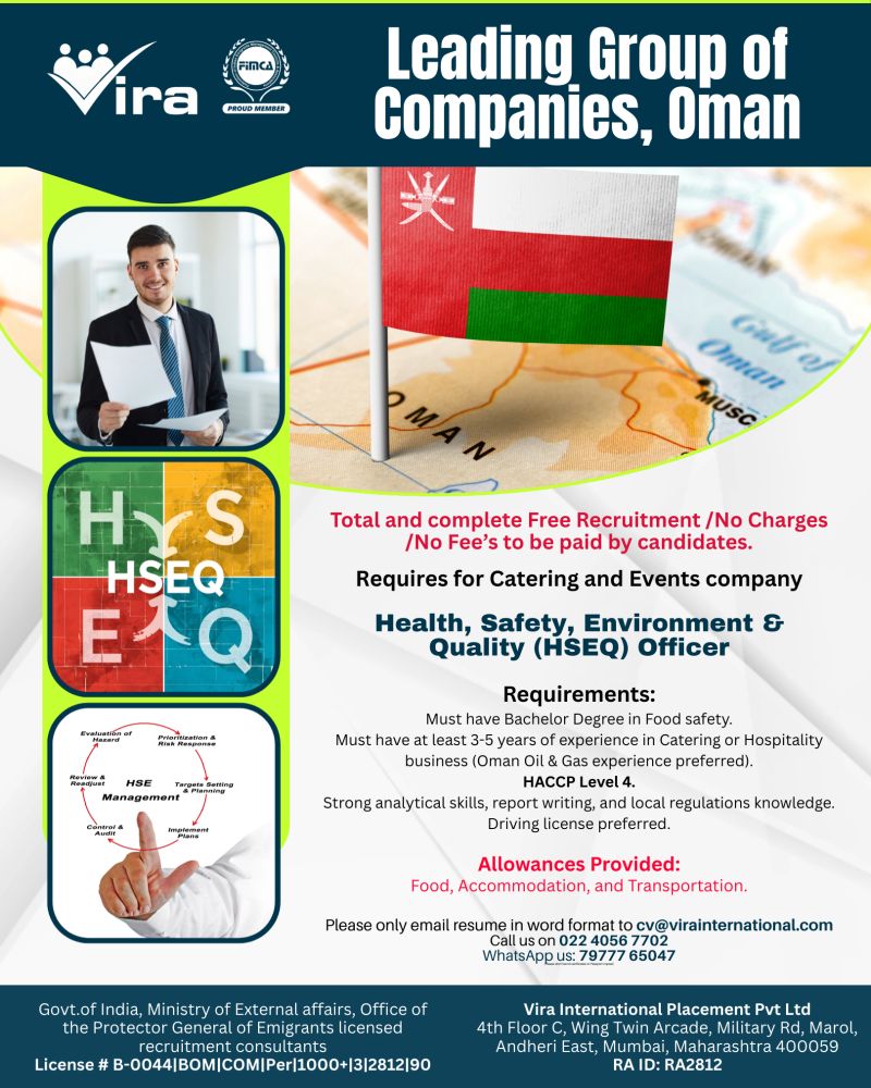 Urgent Hiring for Oman
