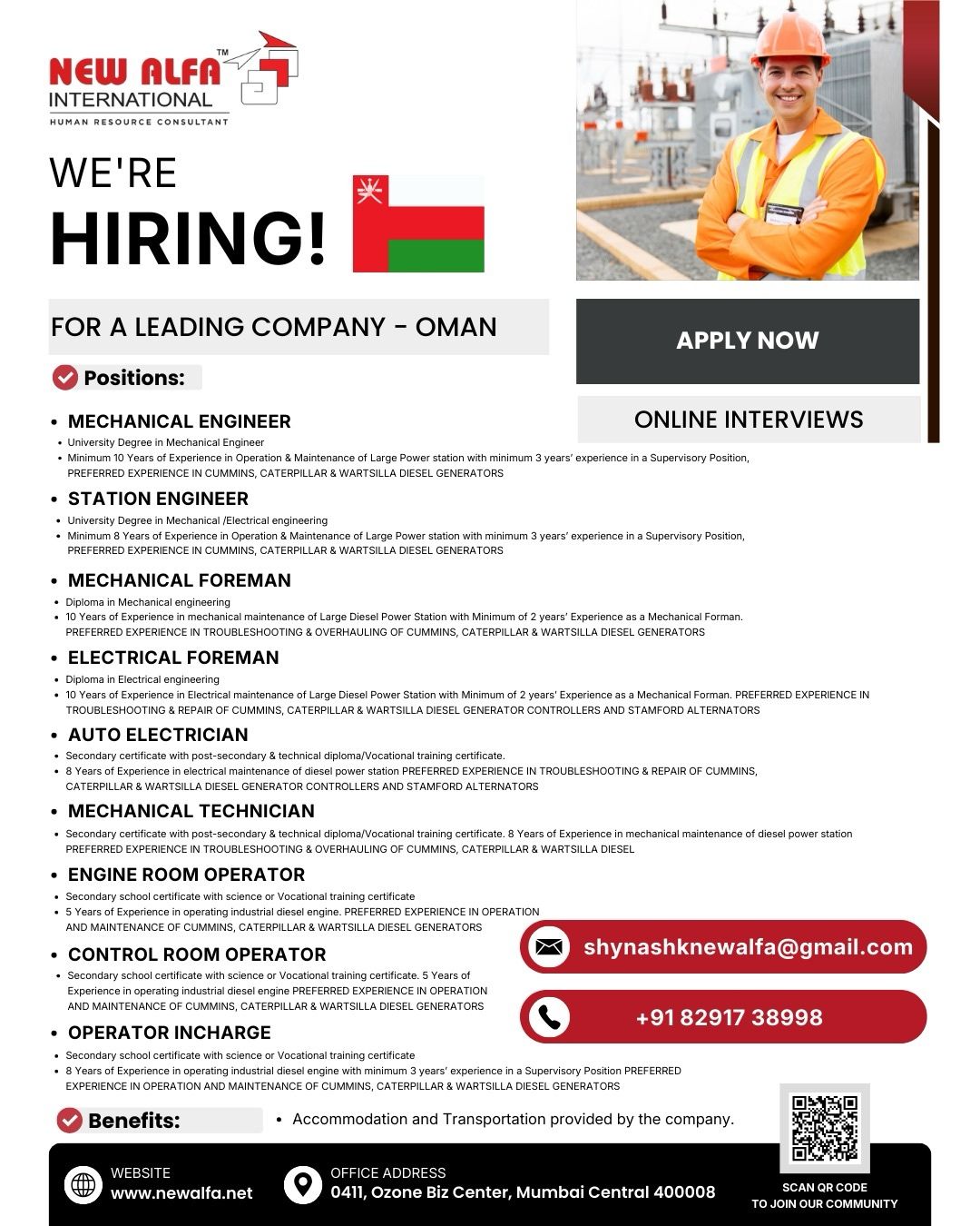 Urgent Hiring for Oman