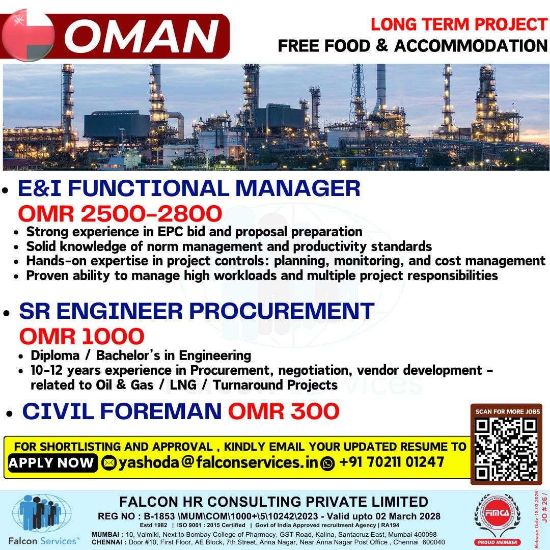 Urgent Hiring for Oman