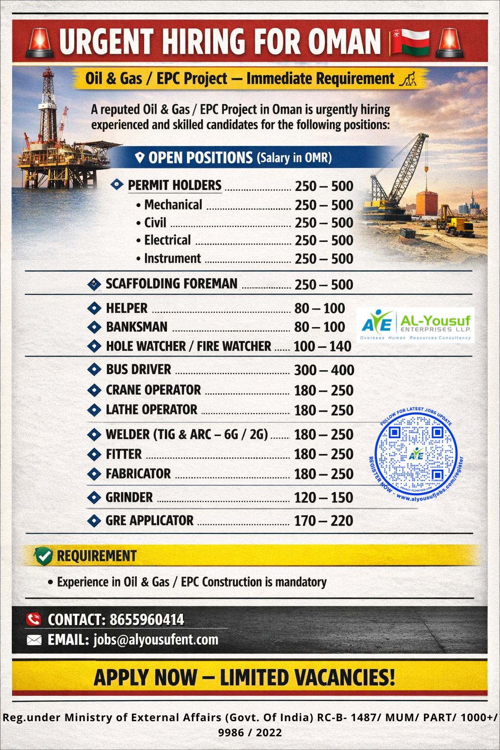 Urgent Hiring for Oman