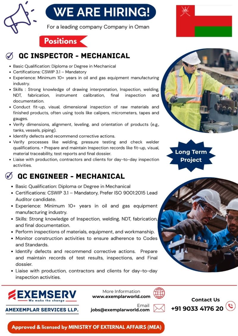 Urgent Hiring for Oman