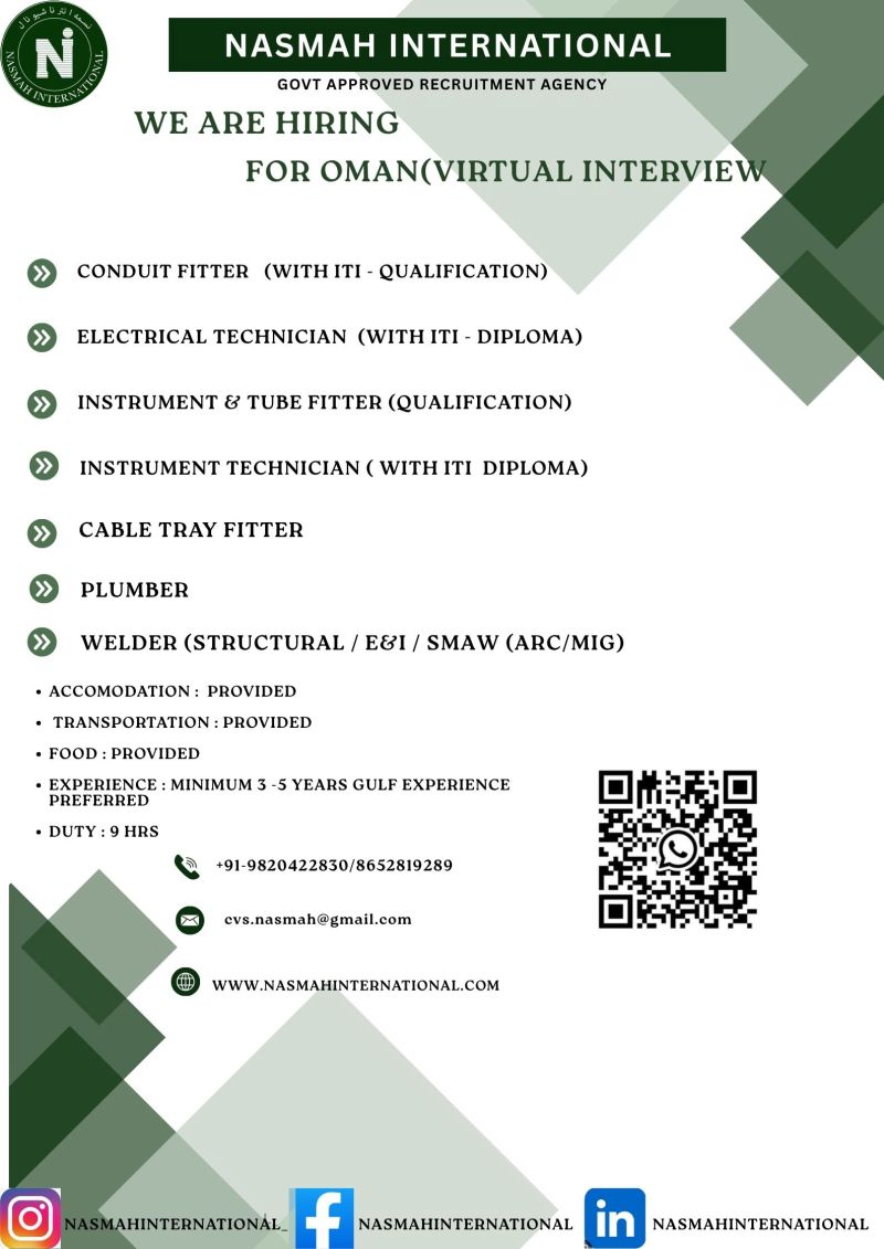 Urgent Hiring for Oman