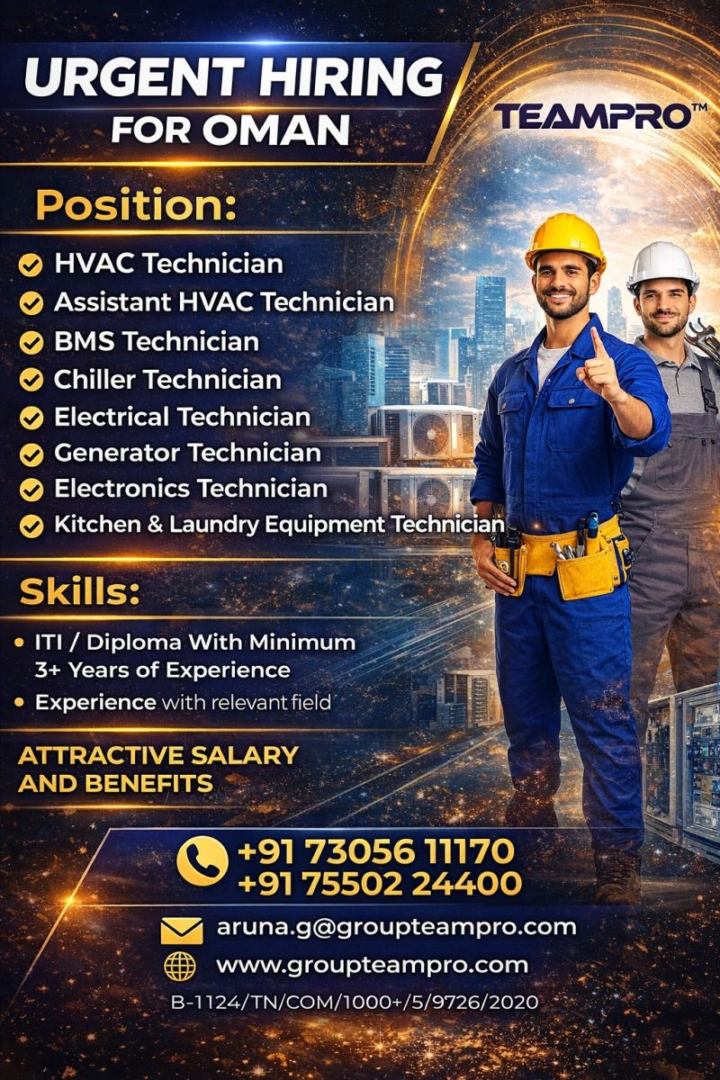 Urgent Hiring for Oman