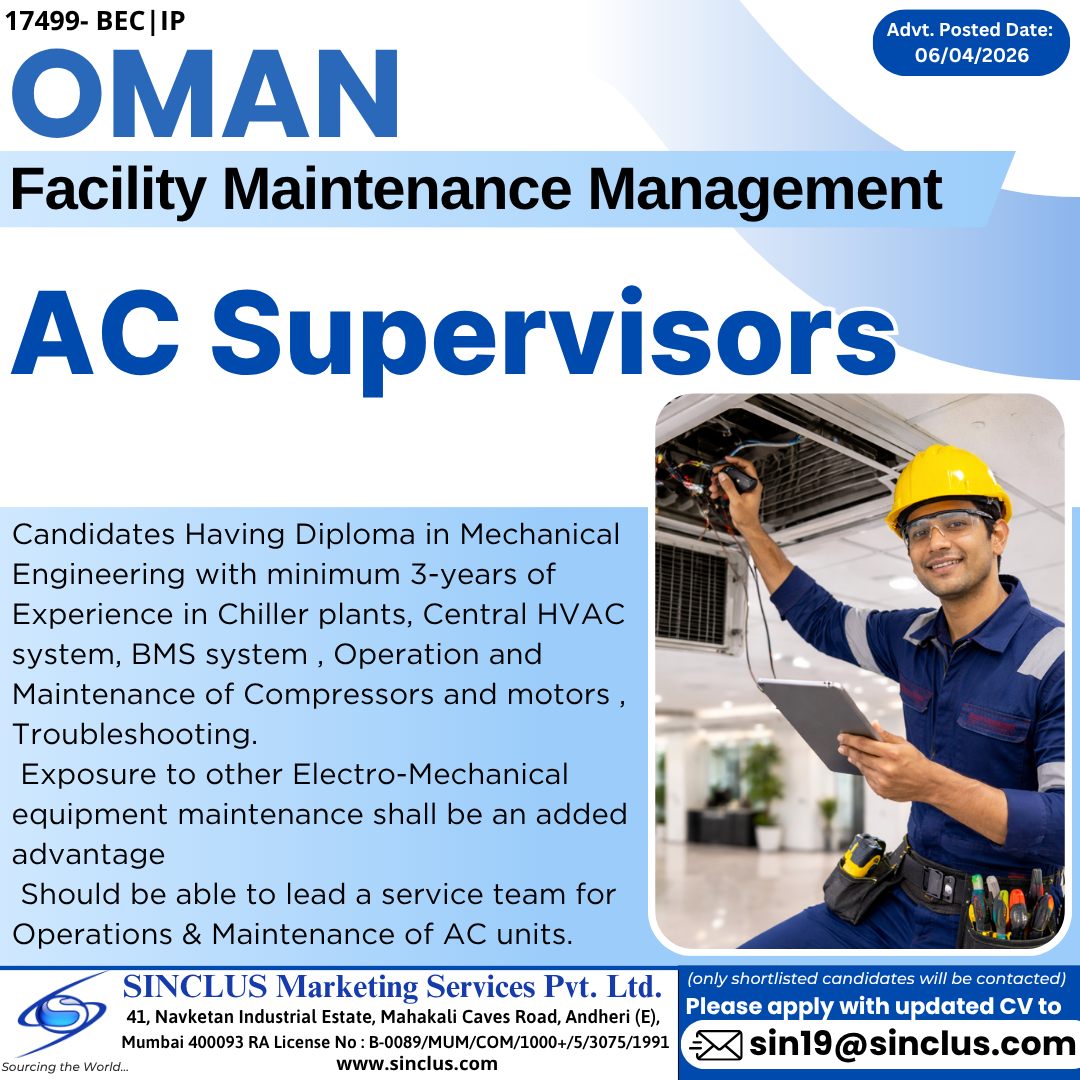 Urgent Hiring for Oman
