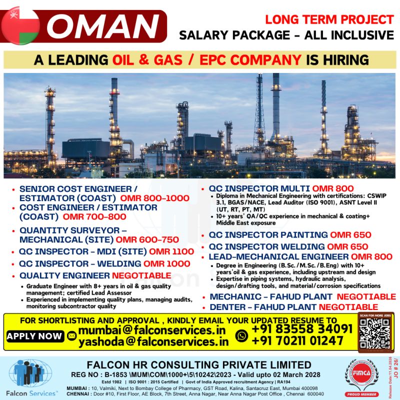 Urgent Hiring for Oman